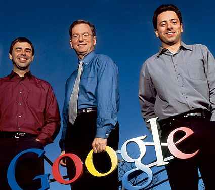 Larry Page, Eric Schmidt and Sergey Brin